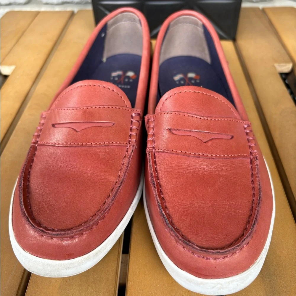 Cole Haan Red Leather boat shoe/ Loafers with Moccasin Stitching - Picture 2 of 8